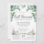 Rustic Fall Pumpkin Grüne Abendessen Party Einladung (Vorderseite)