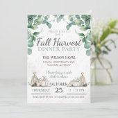 Rustic Fall Pumpkin Grüne Abendessen Party Einladung (Stehend Vorderseite)