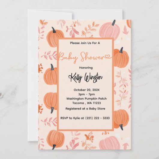 Rustic Fall Pumpkin Herbst Kinderdusche Einladung (Vorderseite)