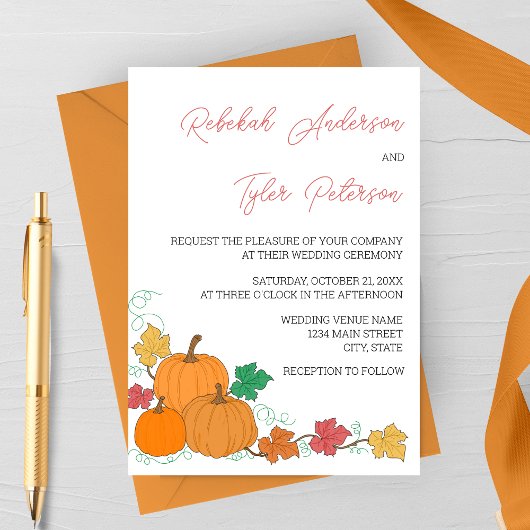 Rustic Fall Pumpkin Hochzeit Einladung