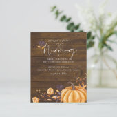 Rustic Fall Pumpkin Hochzeitbudget Einladungen (Stehend Vorderseite)