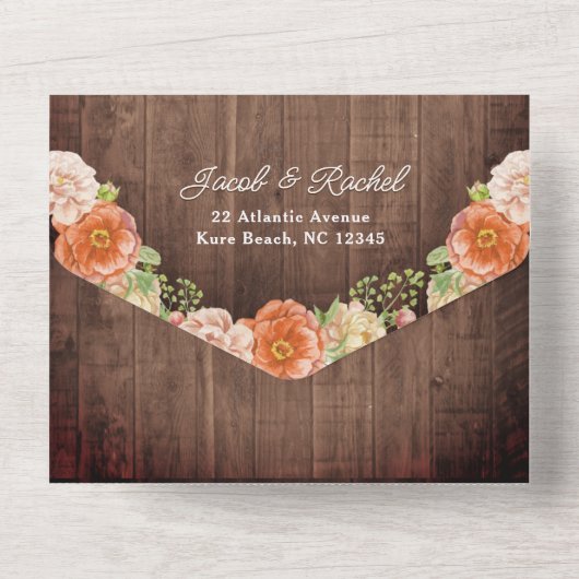 Rustic Fall Pumpkin Jar Lights Wedding All In One Einladung (Rückseite)