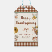 Rustic Fall Pumpkin Kariert Happy Thanksgiving Geschenkanhänger (Vorderseite)