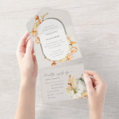 Rustic Fall Pumpkin Leafy Blumenstrauß All In One Einladung (Abreißen)