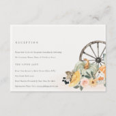 Rustic Fall Pumpkin Leafy Floral Hochzeit Empfang Begleitkarte (Vorderseite)