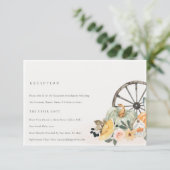 Rustic Fall Pumpkin Leafy Floral Hochzeit Empfang Begleitkarte (Stehend Vorderseite)