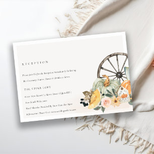 Rustic Fall Pumpkin Leafy Floral Hochzeit Empfang Begleitkarte