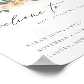 Rustic Fall Pumpkin Leafy Floral Wedding Willkomme Poster (Ecke)