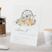 Rustic Fall Pumpkin Leafy Floral Wedding Willkomme Sockelschild (In SItu)