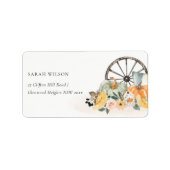 Rustic Fall Pumpkin Leafy Floral Wheel Adresse Adressaufkleber (Vorne)