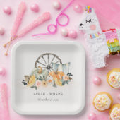 Rustic Fall Pumpkin Leafy Floral Wheel Wedding Pappteller (Party)