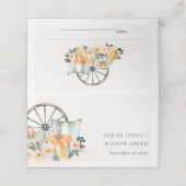 Rustic Fall Pumpkin Leafy Floral Wheel Wedding Platzkarte (Außenseite Aufgefaltet)