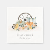 Rustic Fall Pumpkin Leafy Floral Wheel Wedding Serviette (Vorderseite)
