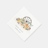 Rustic Fall Pumpkin Leafy Floral Wheel Wedding Serviette (Ecke)