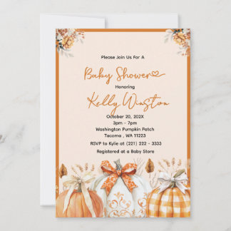 Rustic Fall Pumpkin Neutral Farmhouse Babydusche Einladung
