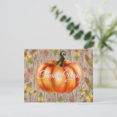 Rustic Fall Pumpkin Orange Dankeschön Karte (Stehend Vorderseite)