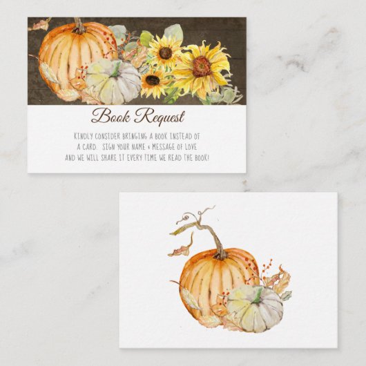 Rustic Fall Pumpkin Sonnenblumenbuch Anfrage Begleitkarte (Vorne/Hinten)