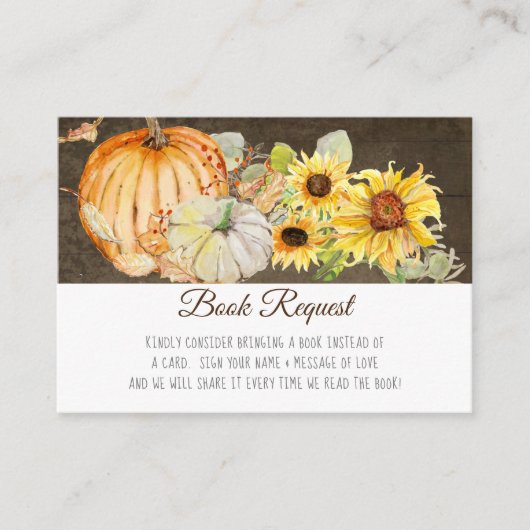 Rustic Fall Pumpkin Sonnenblumenbuch Anfrage Begleitkarte (Vorderseite)