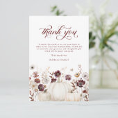 Rustic Fall Pumpkin Wedding Dankeskarte (Stehend Vorderseite)