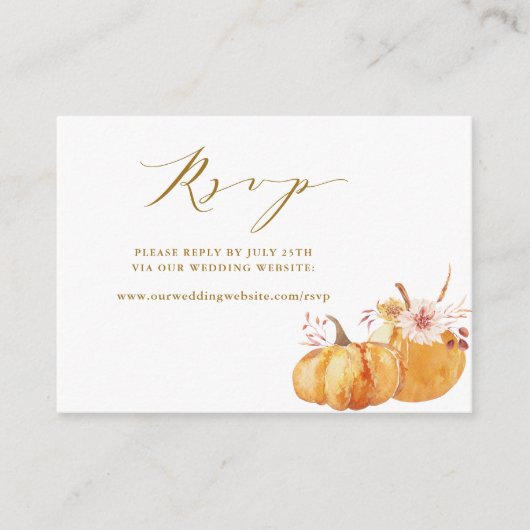 Rustic Fall Pumpkin Wedkin Website UAWG Gold Begleitkarte (Vorderseite)