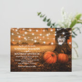 Rustic Fall Pumpkin Woodland Hochzeit Einladung (Stehend Vorderseite)