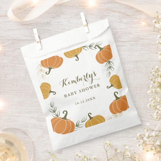 Rustic Fall Pumpkins Blätter Babydusche Geschenktütchen (Ausgeschnitten)