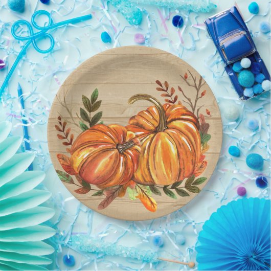 Rustic Fall Pumpkins Blätter Pappteller (Party)