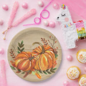 Rustic Fall Pumpkins Blätter Pappteller (Party)