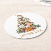 Rustic Fall Pumpkins Happy Thanksgiving Runder Pappuntersetzer (Angewinkelt)
