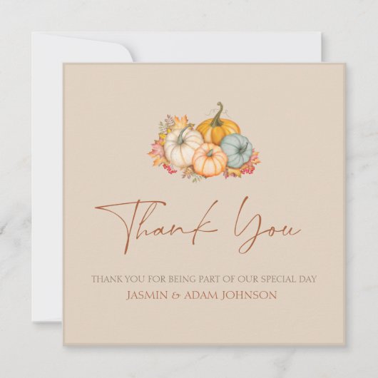 Rustic Fall Pumpkins Hochzeit Danke Karte (Vorderseite)
