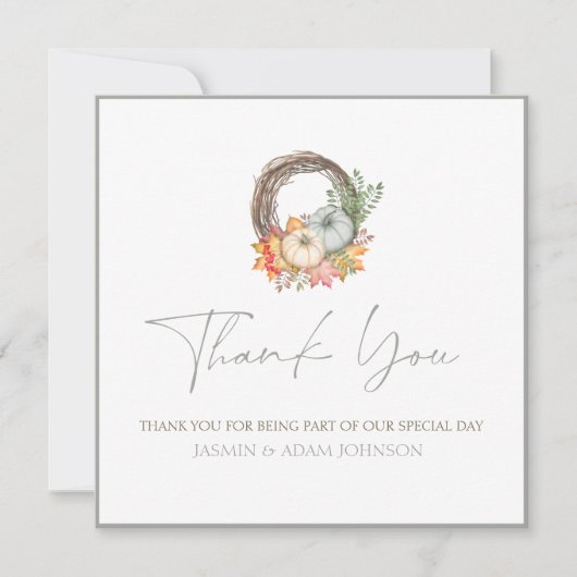 Rustic Fall Pumpkins Wedding Danke (Vorderseite)