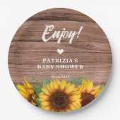 Rustic Fall Sunflower | Baby Shower Pappteller (Vorderseite)