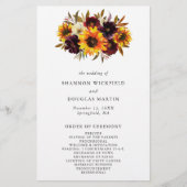 Rustic Fall Sunflower Budget Hochzeitsprogramm (Vorne)