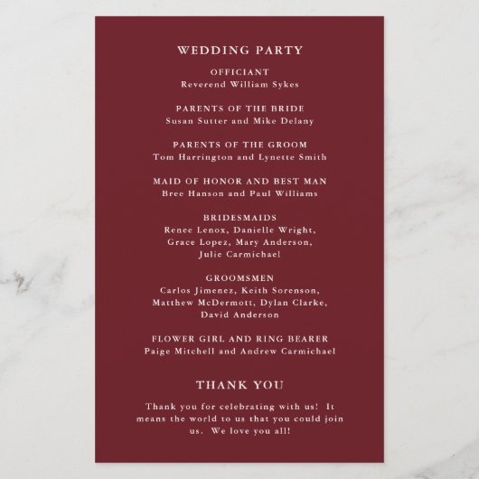 Rustic Fall Sunflower Budget Hochzeitsprogramm (Hinten)