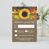 Rustic Fall Sunflower + Burlap Wedding RSVP Karten (Stehend Vorderseite)