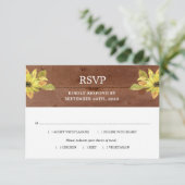 Rustic Fall Sunflower Lantern Wood Wedding RSVP Karte (Stehend Vorderseite)