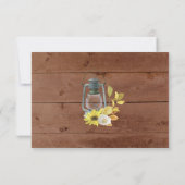 Rustic Fall Sunflower Lantern Wood Wedding RSVP Karte (Rückseite)