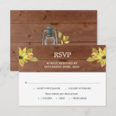 Rustic Fall Sunflower Lantern Wood Wedding RSVP Karte (Vorne/Hinten)