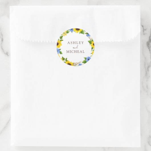 Rustic Fall Sunflower Wreath Wedding Sticker (Tasche)