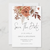 Rustic Fall Terracotta Florals QR Code Wedding Save The Date (Vorderseite)