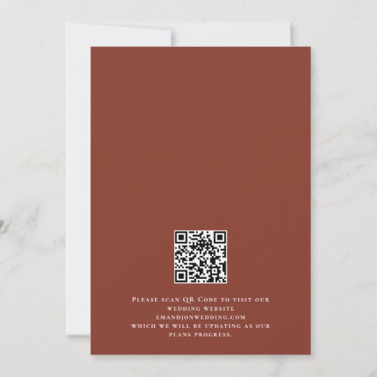 Rustic Fall Terracotta Florals QR Code Wedding Save The Date (Rückseite)