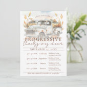 Rustic Fall Truck Progressive Thanksgiving Dinner Einladung (Stehend Vorderseite)