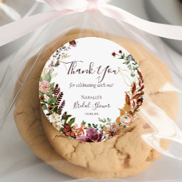 Rustic Fall Watercolor Floral & Greenery Vielen Da Runder Aufkleber