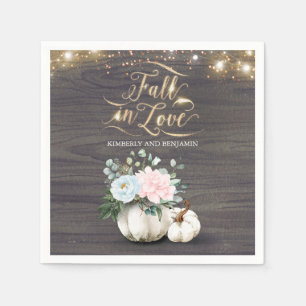 Rustic Fall White Floral Pumpkin Hochzeit Napkins Serviette