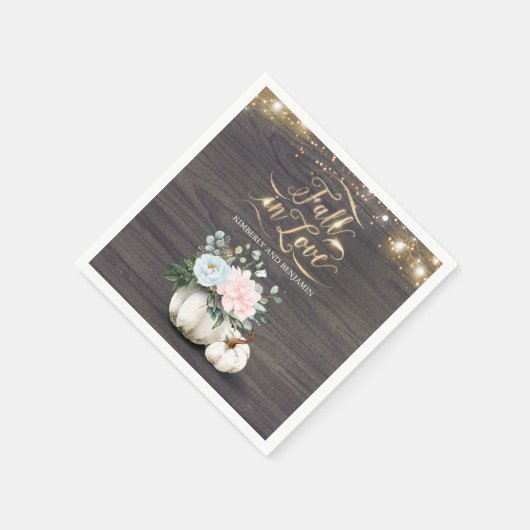 Rustic Fall White Floral Pumpkin Hochzeit Napkins Serviette (Ecke)