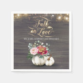 Rustic Fall White Floral Pumpkin Hochzeit Napkins Serviette (Vorderseite)