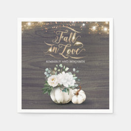 Rustic Fall White Floral Pumpkin Wedding Serviette