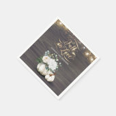 Rustic Fall White Floral Pumpkin Wedding Serviette (Ecke)