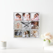 Rustic Family Journey to Forever Photo Collage Quadratische Wanduhr (Zuhause)