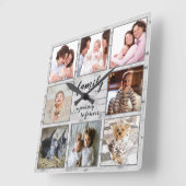 Rustic Family Journey to Forever Photo Collage Quadratische Wanduhr (Winkel)